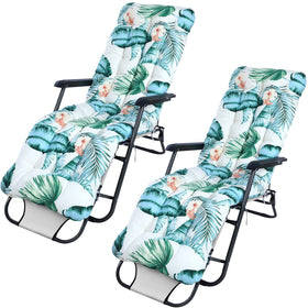 Sintuff chaise lounge cushion with green floral pattern for outdoor comfort.