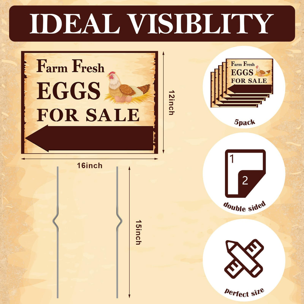 Sintuff egg sign stakes 15inch posts provide sturdy, weather-resistant display