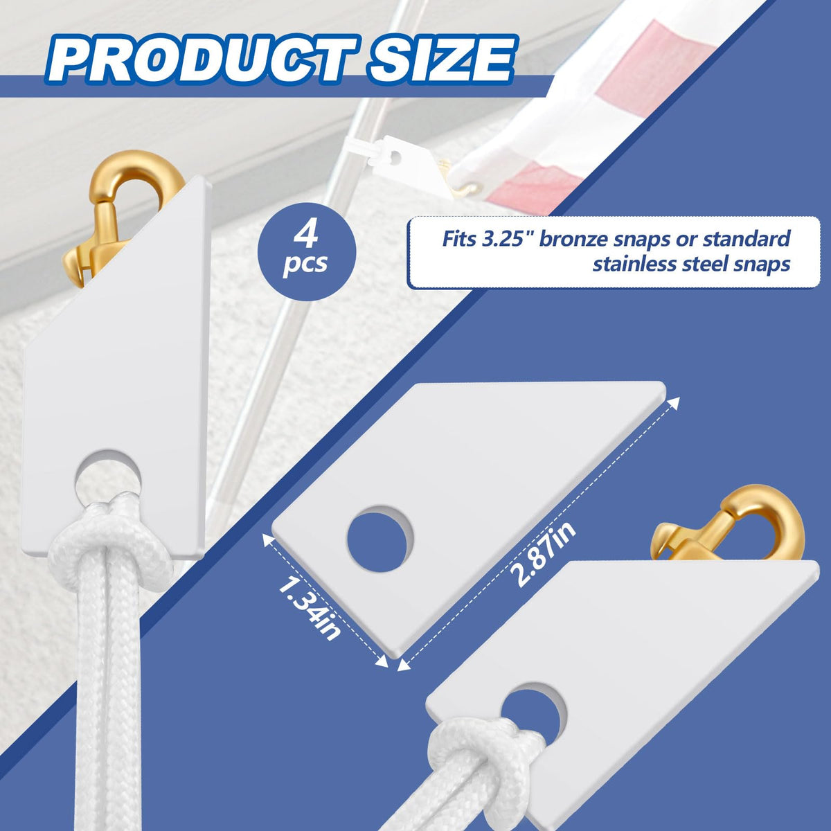 Sintuff snap cover installed on flagpole clips for quiet displays
