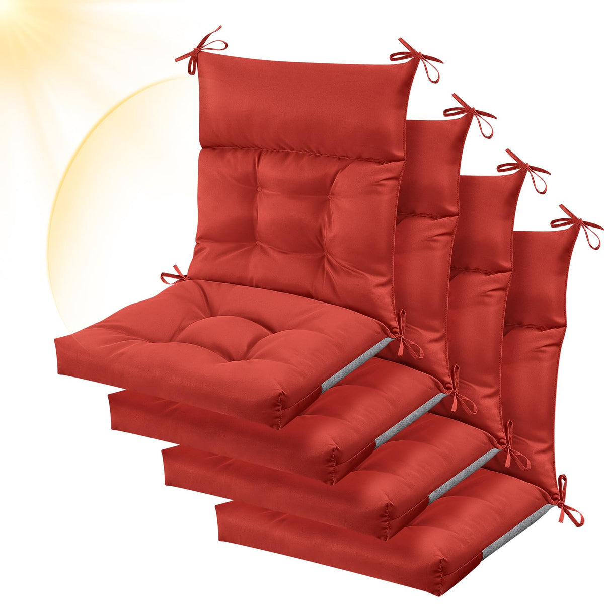 Sintuff four-pack red patio chair cushions for outdoor seating with enhanced comfort