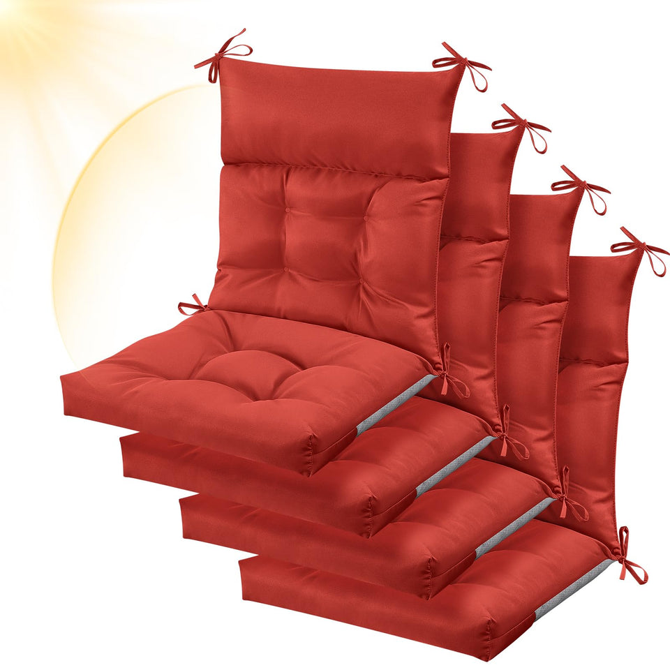 Sintuff four-pack red patio chair cushions for outdoor seating with enhanced comfort