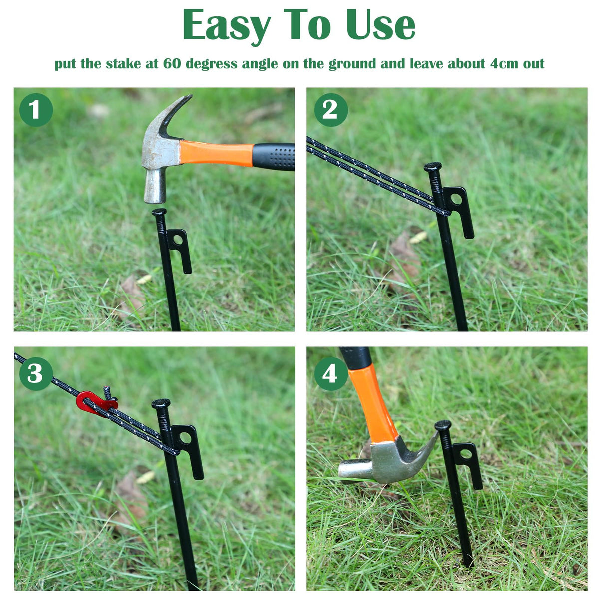 Sintuff stake kit used as versatile outdoor tent and garden anchors