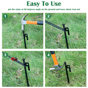 Sintuff stake kit used as versatile outdoor tent and garden anchors