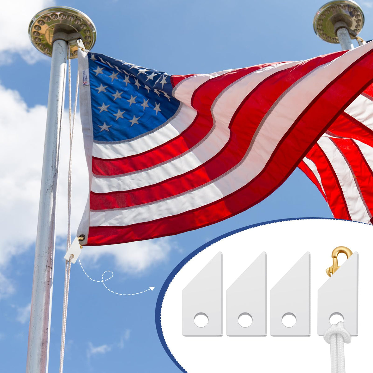 Sintuff white flagpole snap cover close-up showing durable vinyl