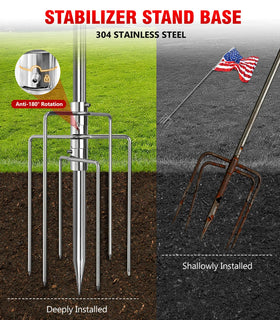 Sinyoeer 7-prongs base stability ensures steady ground installation in any weather