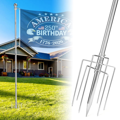 Sinyoeer 8ft inground flag pole enables a sturdy outdoor display