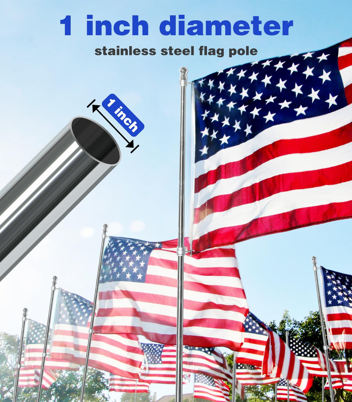 Sinyoeer adjustable length flag pole lets you set the perfect height
