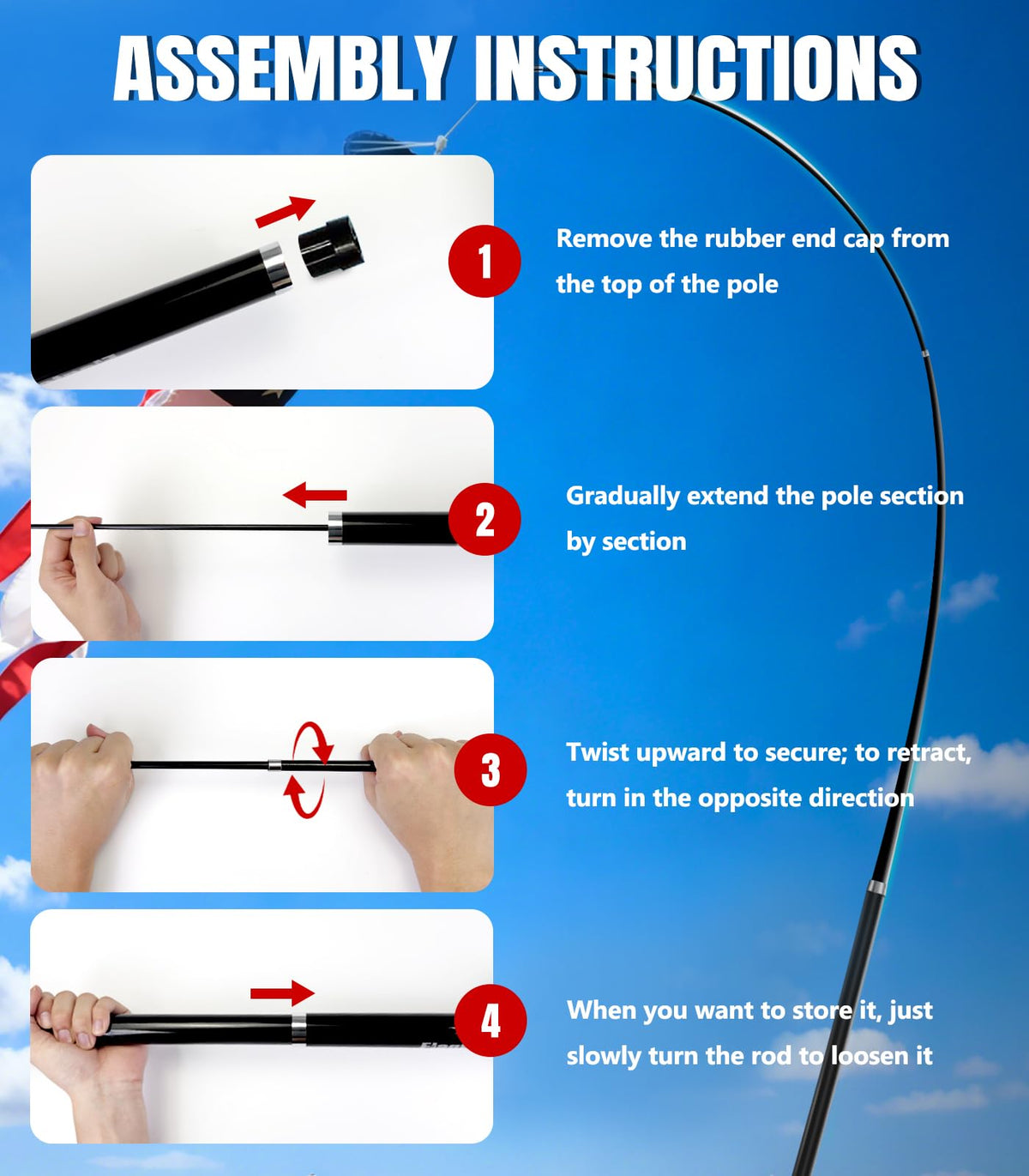 Sinyoeer windsock pole supports decorative displays in outdoor settings.