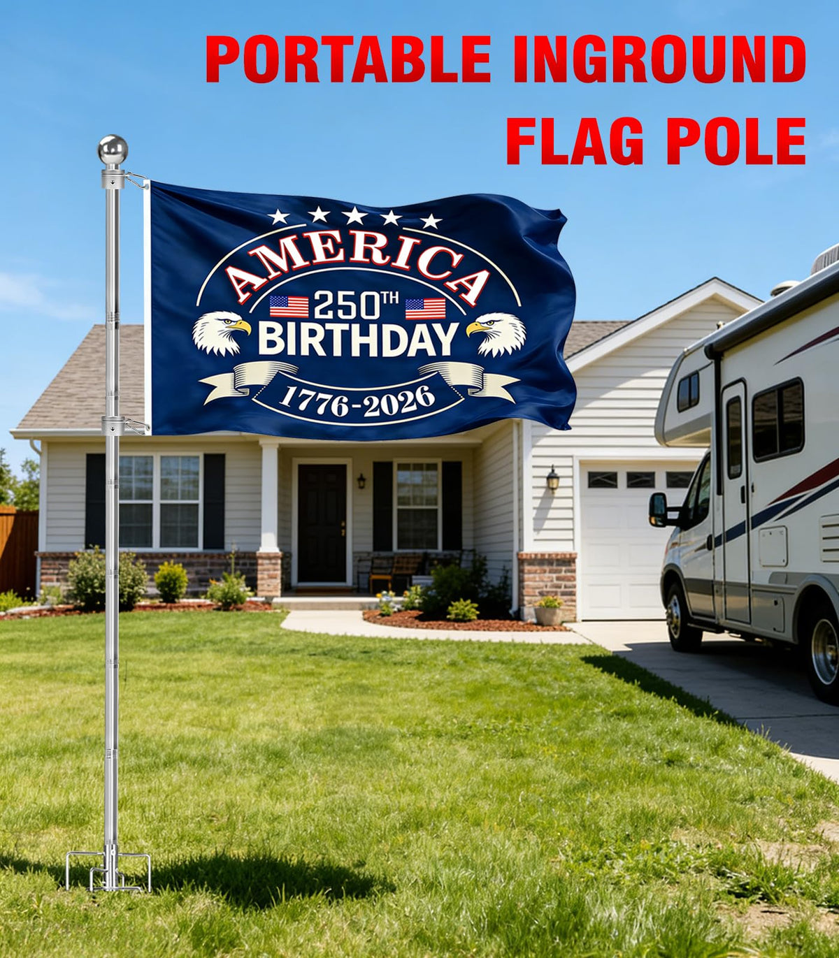 Sinyoeer heavy-duty flag pole assembly provides reliable support during strong winds