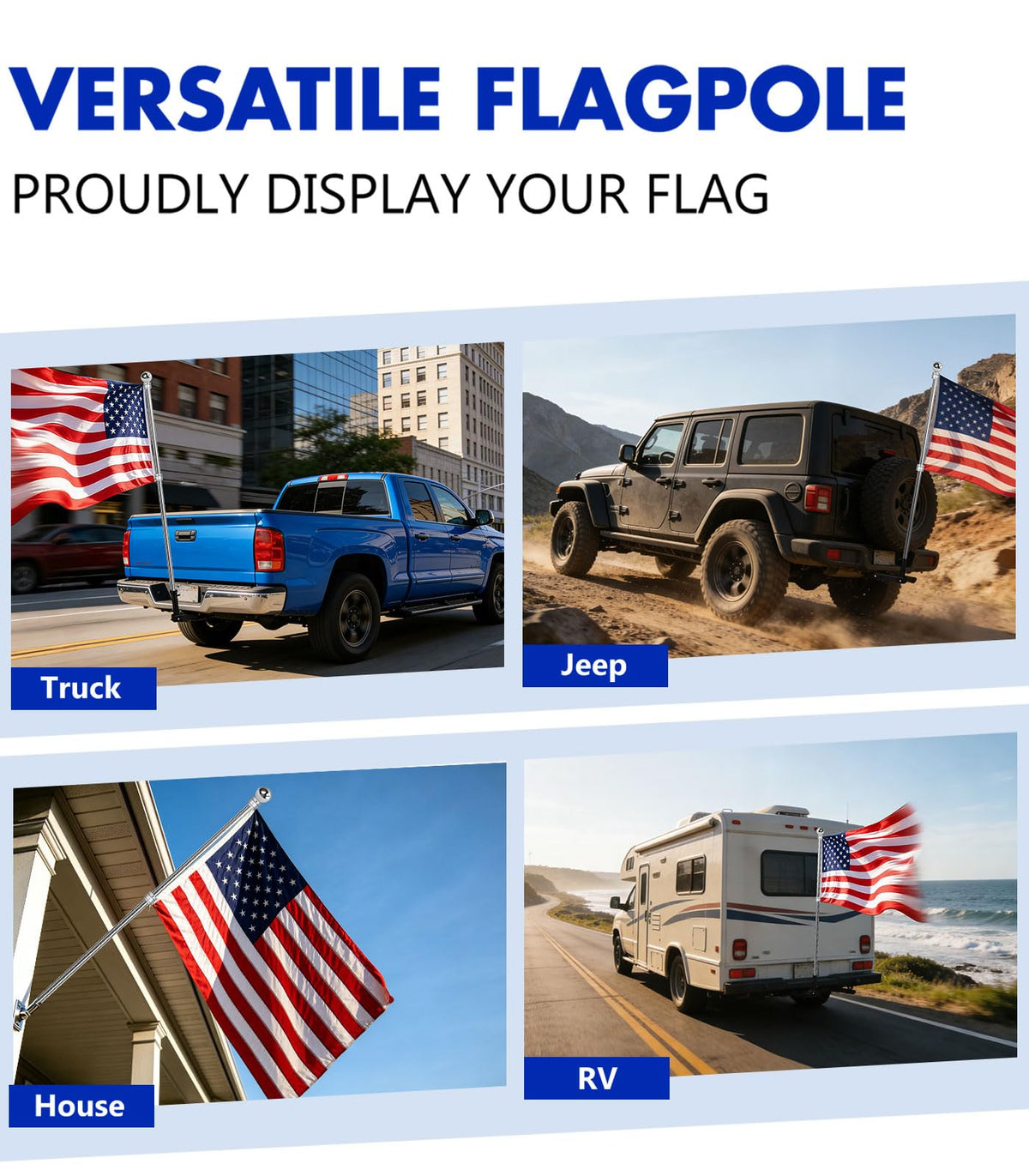 Heavy-duty outdoor flagpole designed to perform under varied weather conditions.