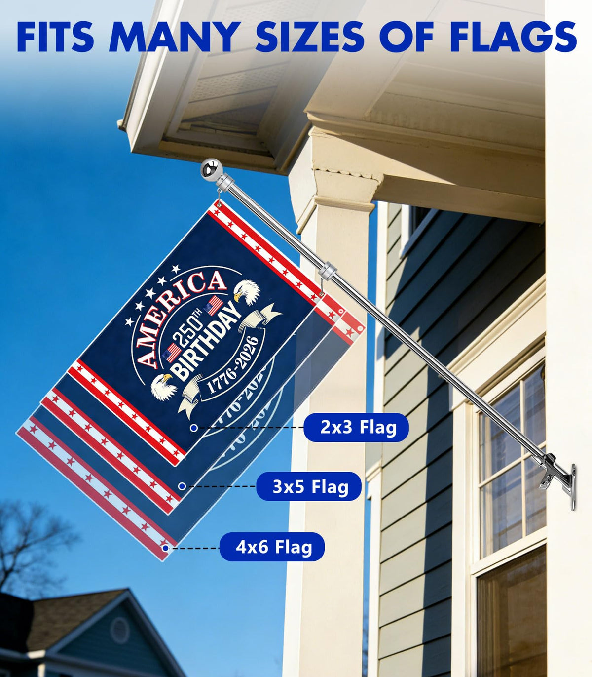 Sinyoeer flagpole for porch or vehicle displays with reliable installation.
