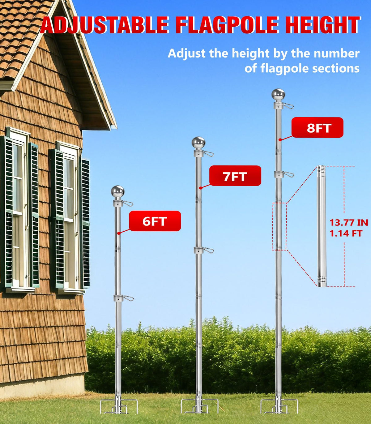Sinyoeer outdoor garden flag pole setup ideal for yards, porches, and camps