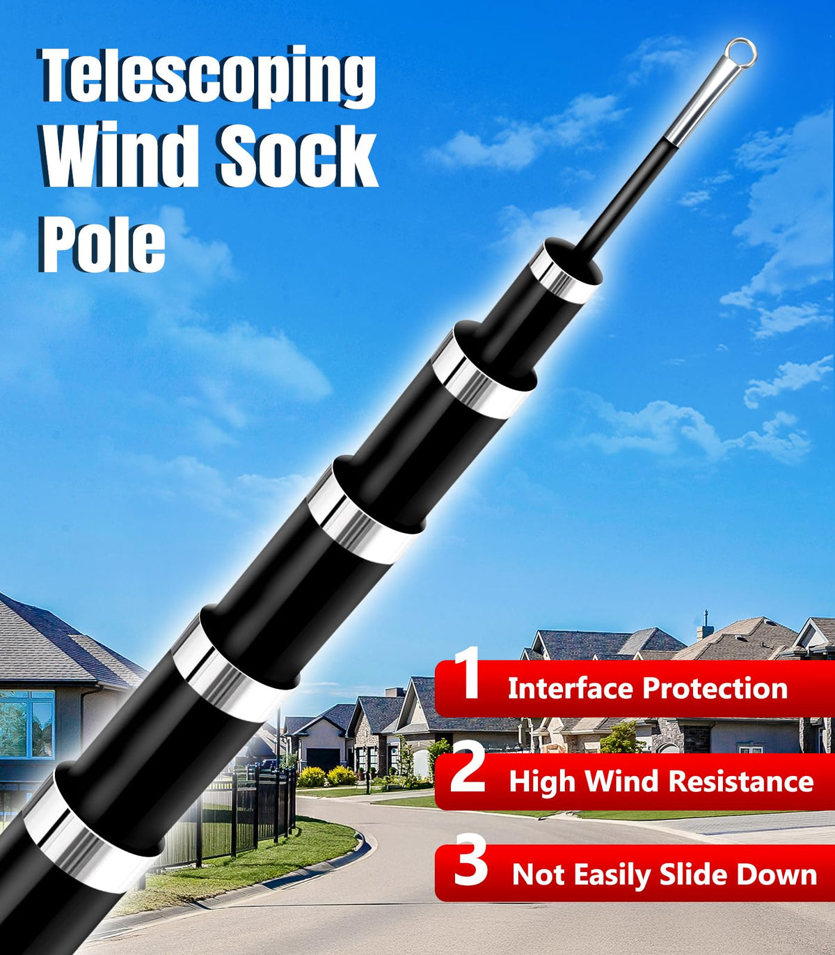 Sinyoeer windsock pole collapsed for compact storage and transport.