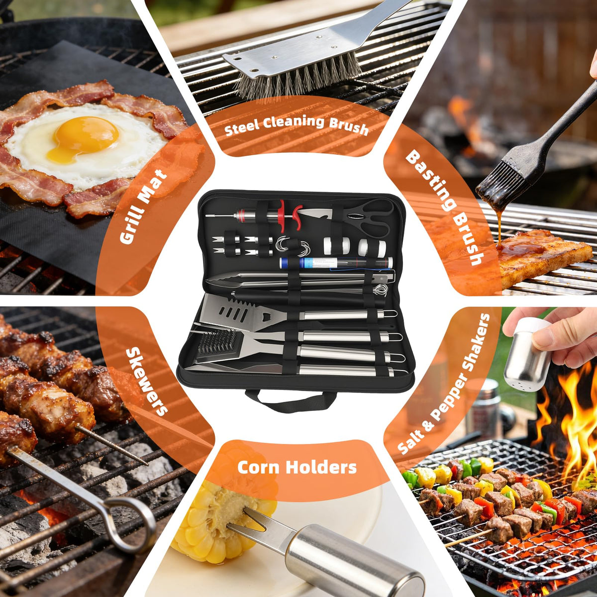 SINZUX eight skewers and corn holders expanding kebab and sides options
