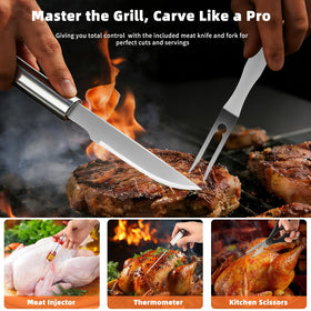 SINZUX grill brush and scissors offering quick cleanup and versatile cutting