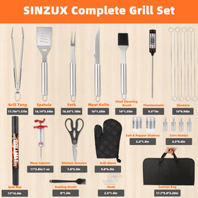SINZUX heavy-duty stainless steel tools emphasizing durability for frequent grilling