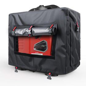 SIOKIUU outdoor generator cover in running setup with rolled sides for cooling