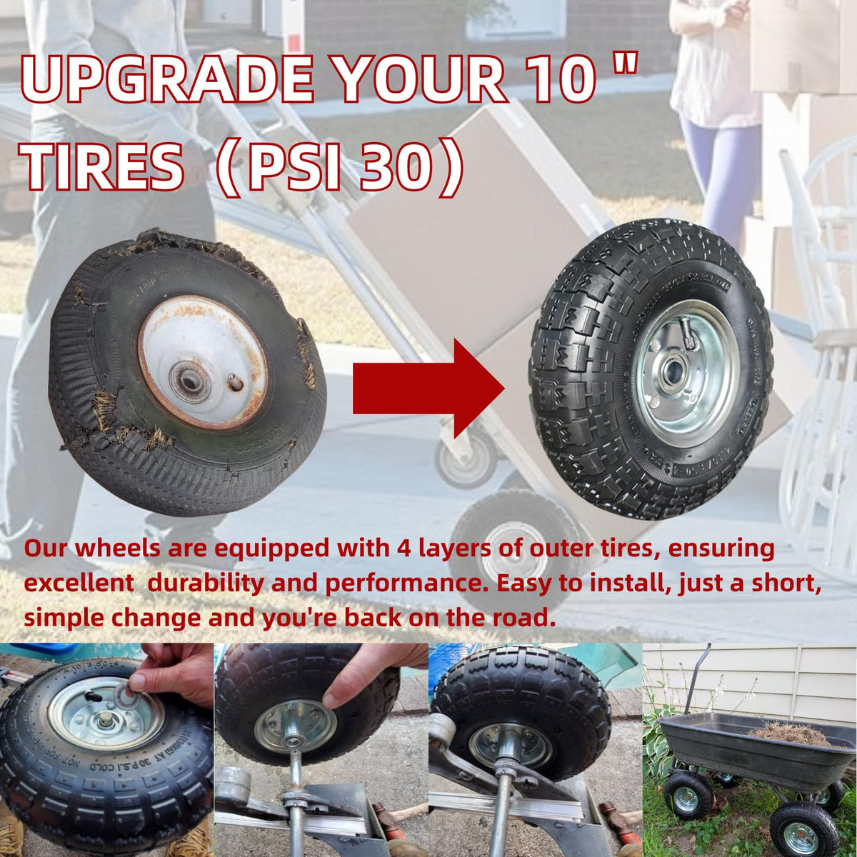 Siparts 5-8 inch axle bore fits common garden carts and dollies.