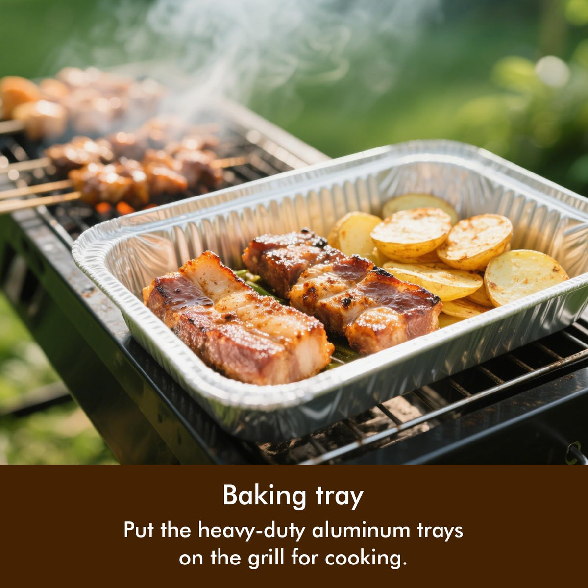 Sipnore heavy-duty grease tray keeps drippings contained during cooking.