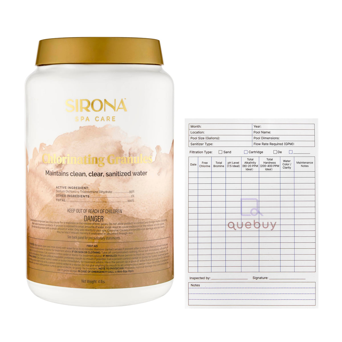 Sirona 82132 chlorinating granules in pack for fast spa sanitation.