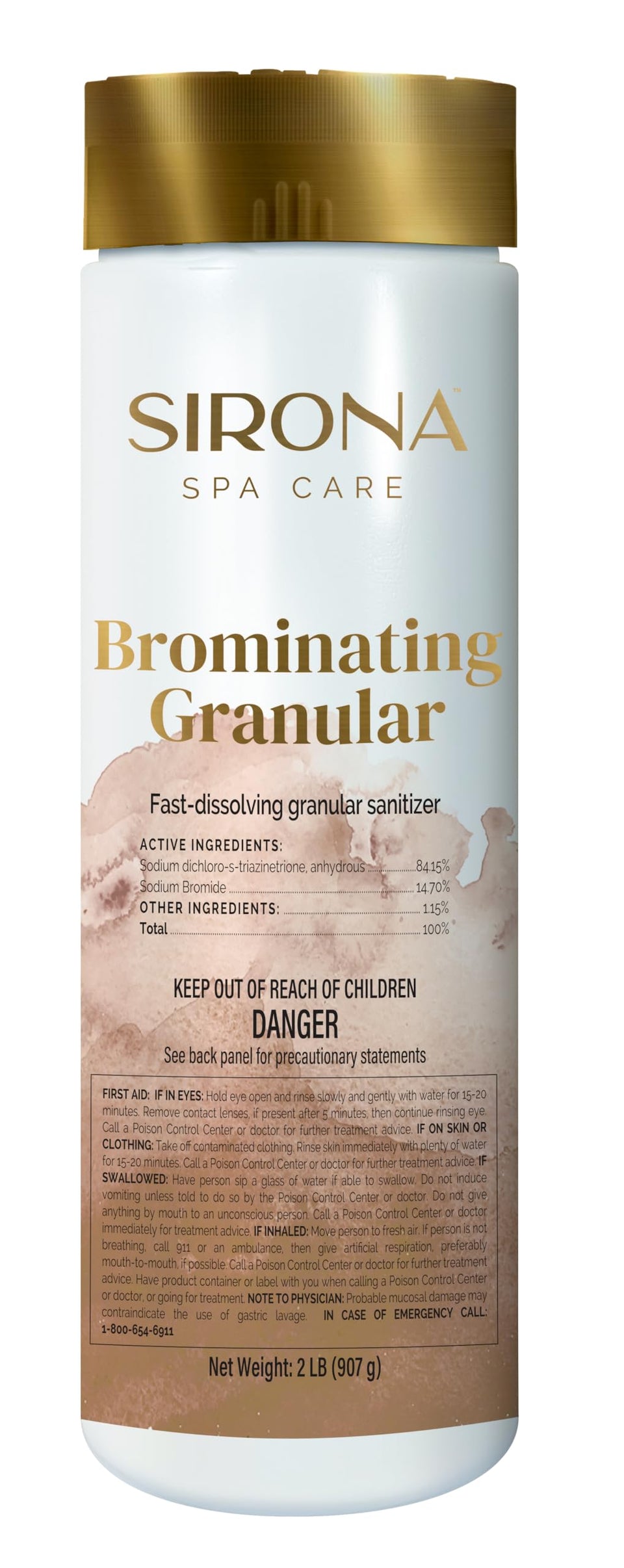 Sirona brominating granular 32oz bottle for quick spa sanitation and clarity