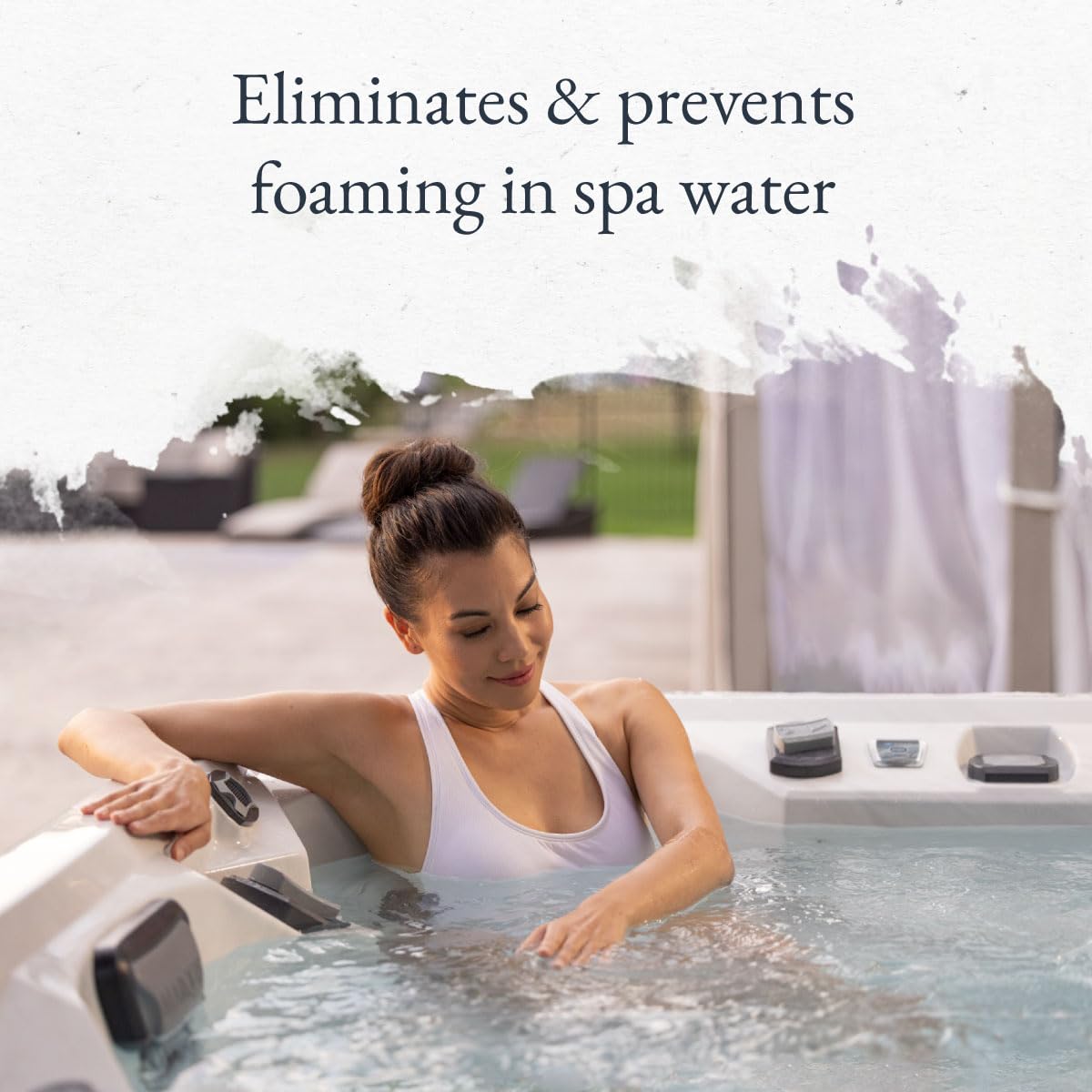 Foam on spa water disappearing with Sirona Foam Out for a calmer soak.