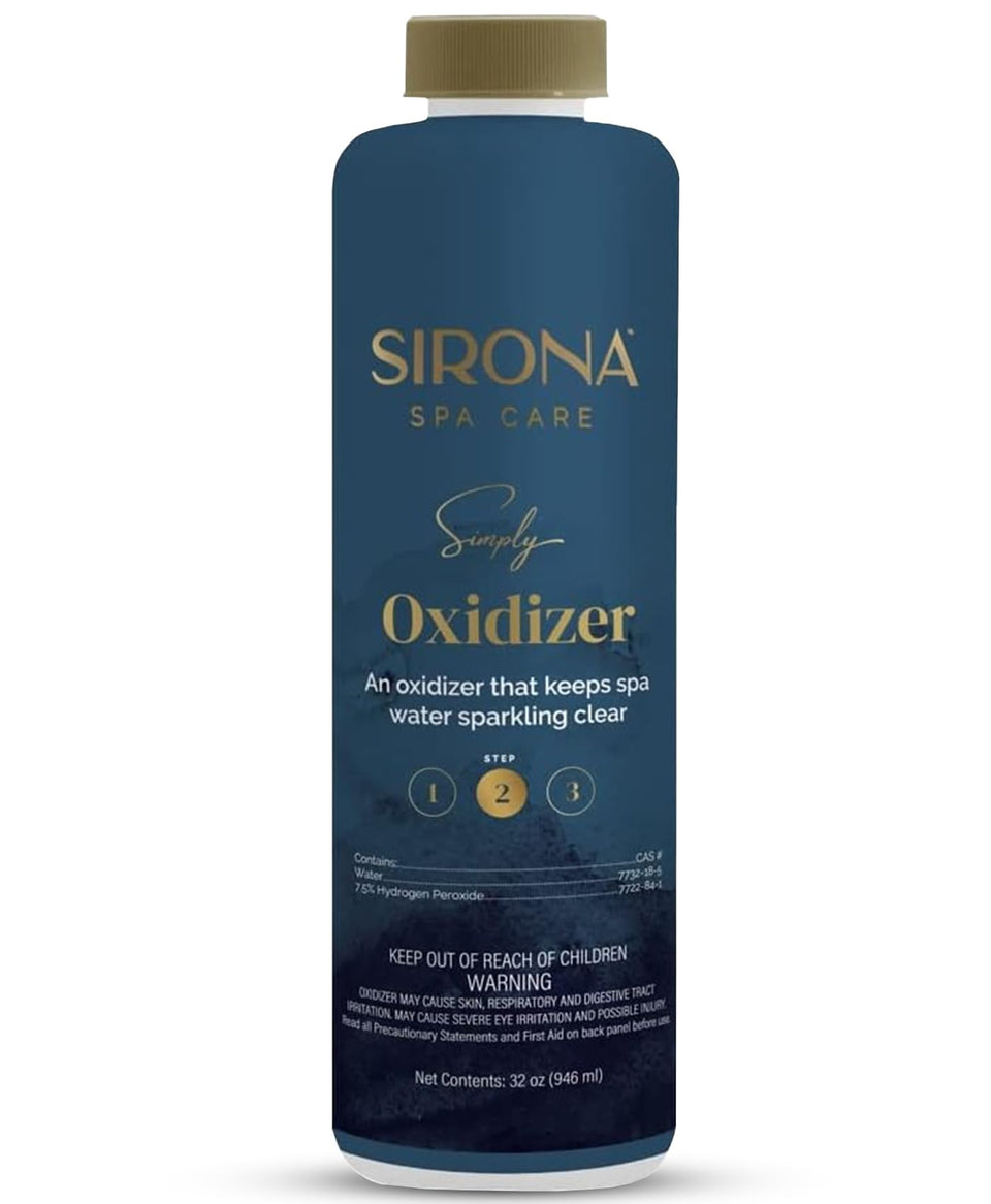 Sirona Simply Oxidizer bottle with measuring cup for hot tub maintenance