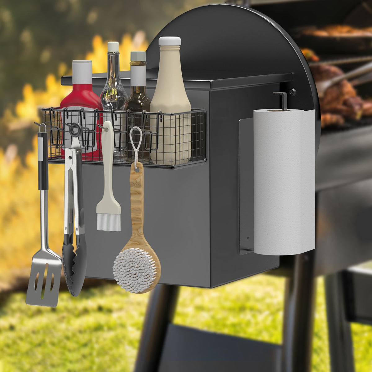 Sirozi magnetic rack secures tools and seasonings within reach while cooking.