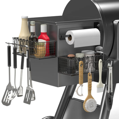 Sirozi magnetic storage bin mounted on Traeger Ironwood 885 left side for easy tool access.