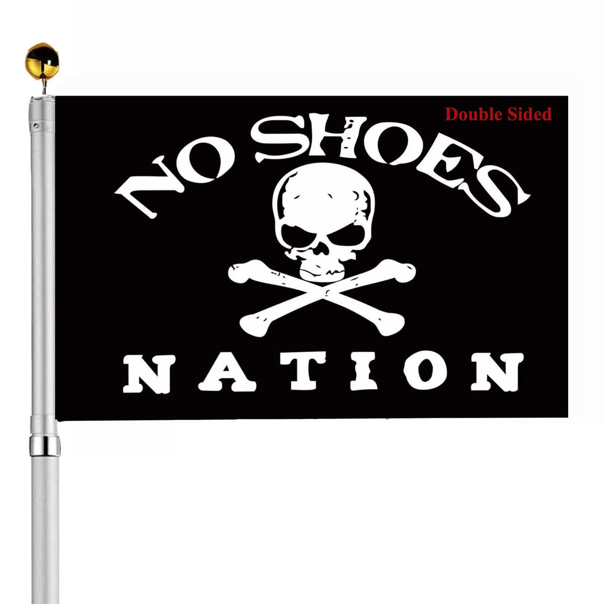 Sirrail No Shoes Nation pirate flag 3x5 double-sided for outdoor visibility.