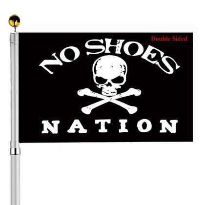 Sirrail No Shoes Nation pirate flag 3x5 double-sided for outdoor visibility.