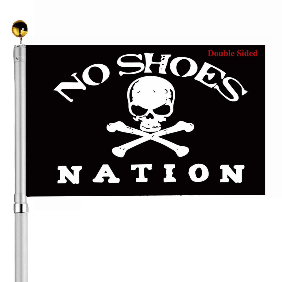 Sirrail No Shoes Nation pirate flag 3x5 double-sided for outdoor visibility.