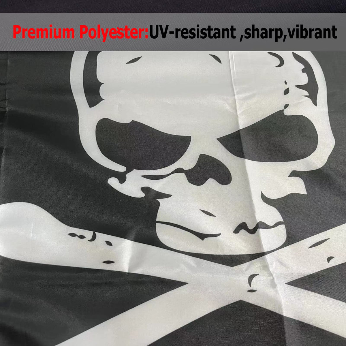 Sirrail No Shoes Nation pirate flag 3x5 UV-protected color retention in sun.
