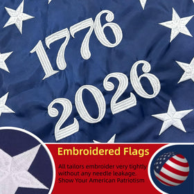 Sirrail outdoor Betsy Ross flag embroidery close-up, ideal for garden display.