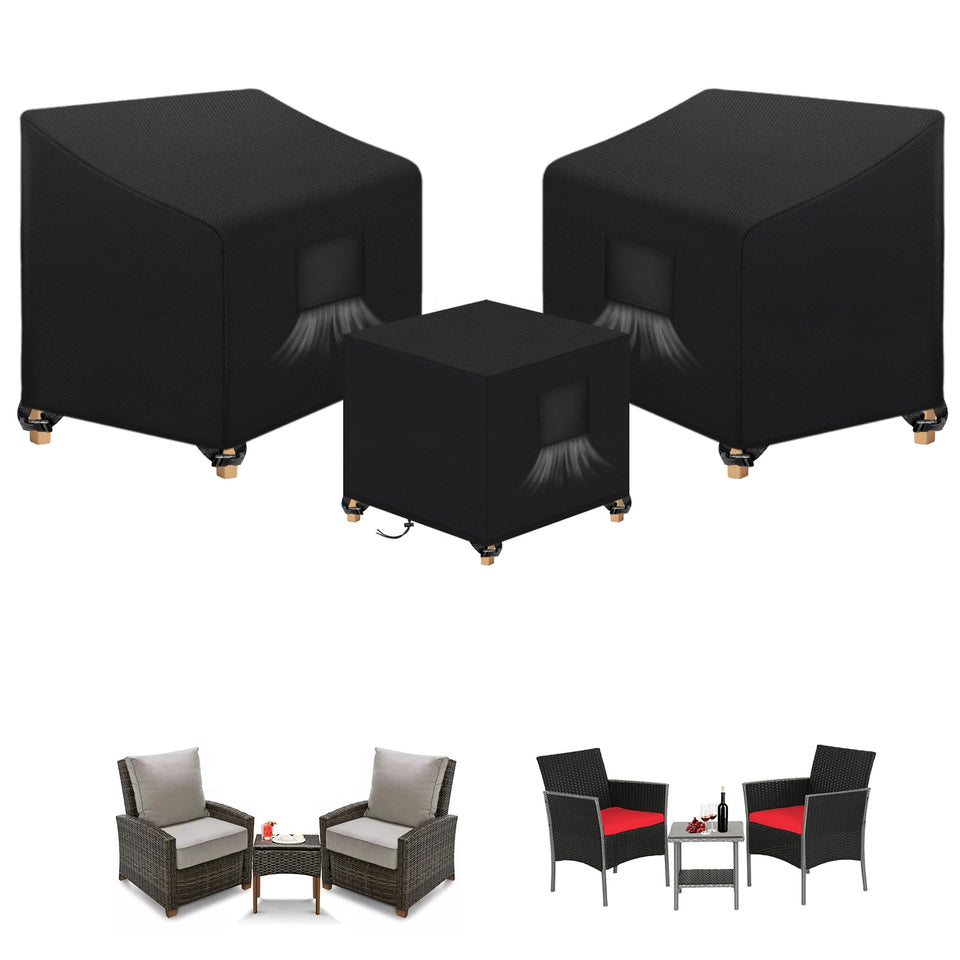 SIRUITON chair cover with windproof hem protecting outdoor chairs