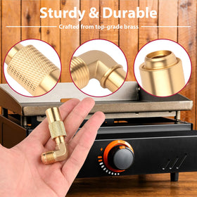 SISABAMA brass elbow adapter shown at a 90-degree angle for space-saving setup