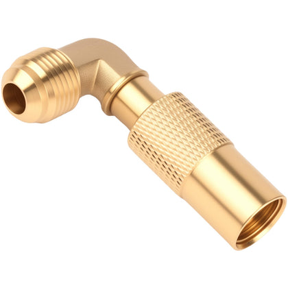 SISABAMA propane elbow adapter close-up in brass for durable outdoor grilling