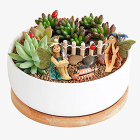 SisBroo outdoor indoor fairy figures suit patios and indoor planters.