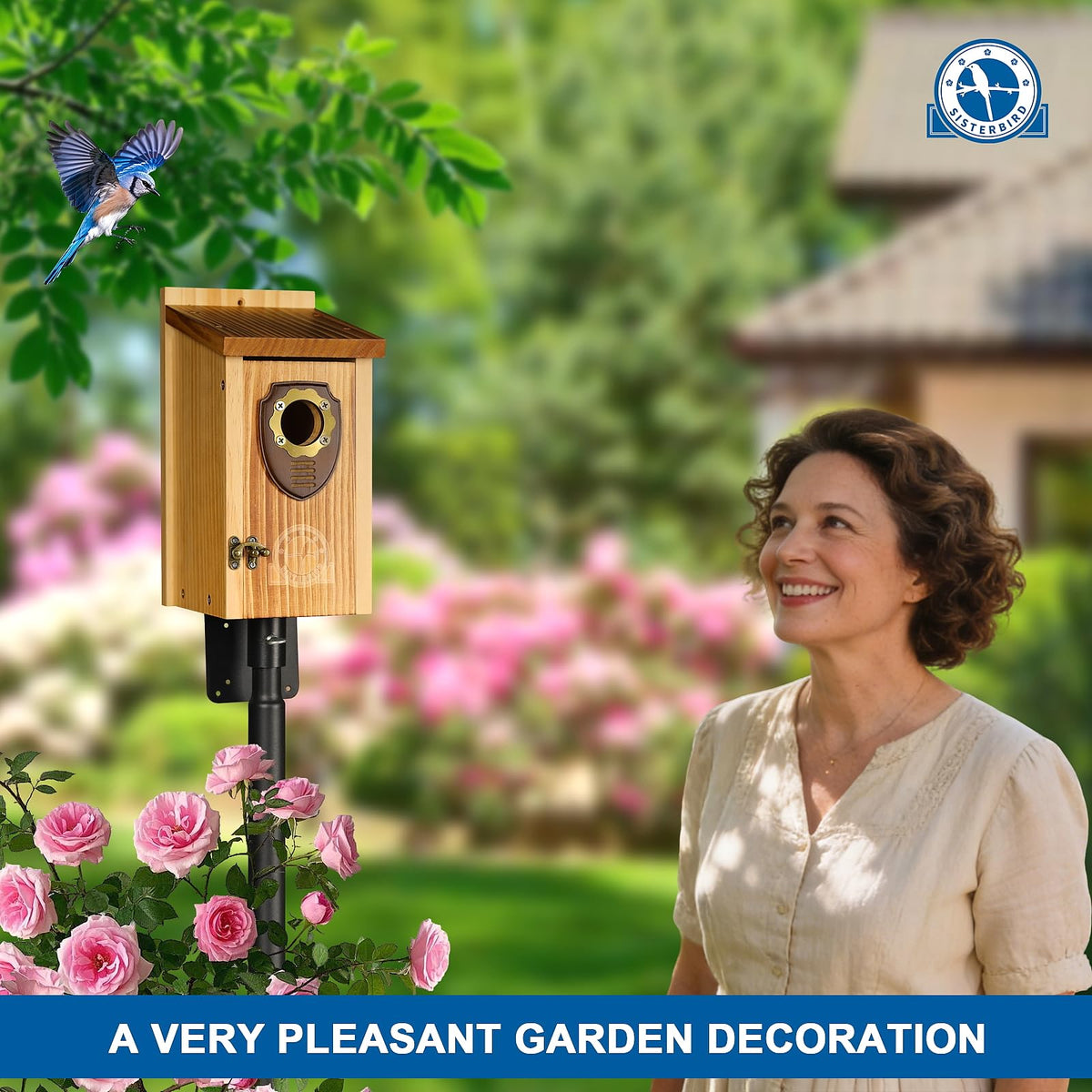 SISTERBIRD bluebird house sturdy assembly: secure anchoring for poles and trees.