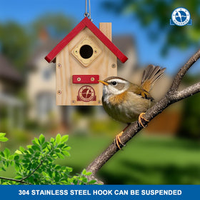 SISTERBIRD Wren Bird House copper deterrent helps deter predators at the entrance.