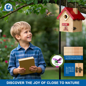 SISTERBIRD Wren Bird House entrance with 1-1/4 inch opening suits small species.