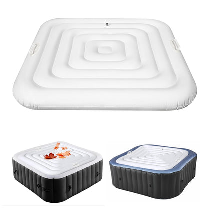 Sitroasho inflatable hot tub cover with handle for 4.2 ft diameter, easy to lift and secure.