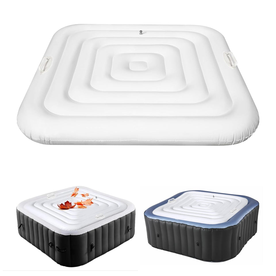Sitroasho inflatable hot tub cover with handle for 4.2 ft diameter, easy to lift and secure.