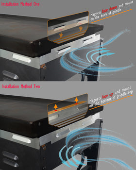 Sivsis 17-inch Blackstone wind screen attachment fits without interfering with cooking.