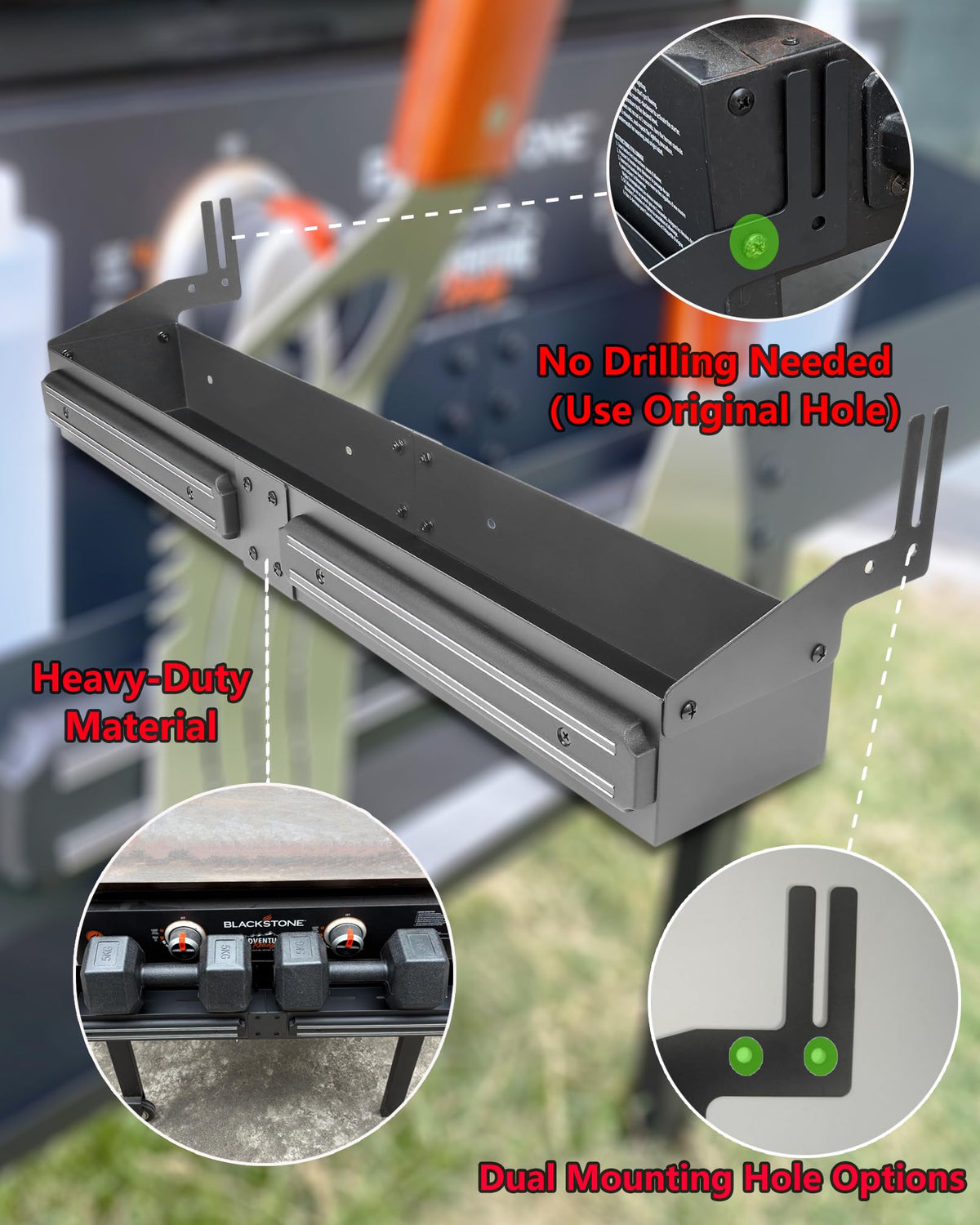 Rust-resistant powder-coated carbon steel for durable outdoor use.