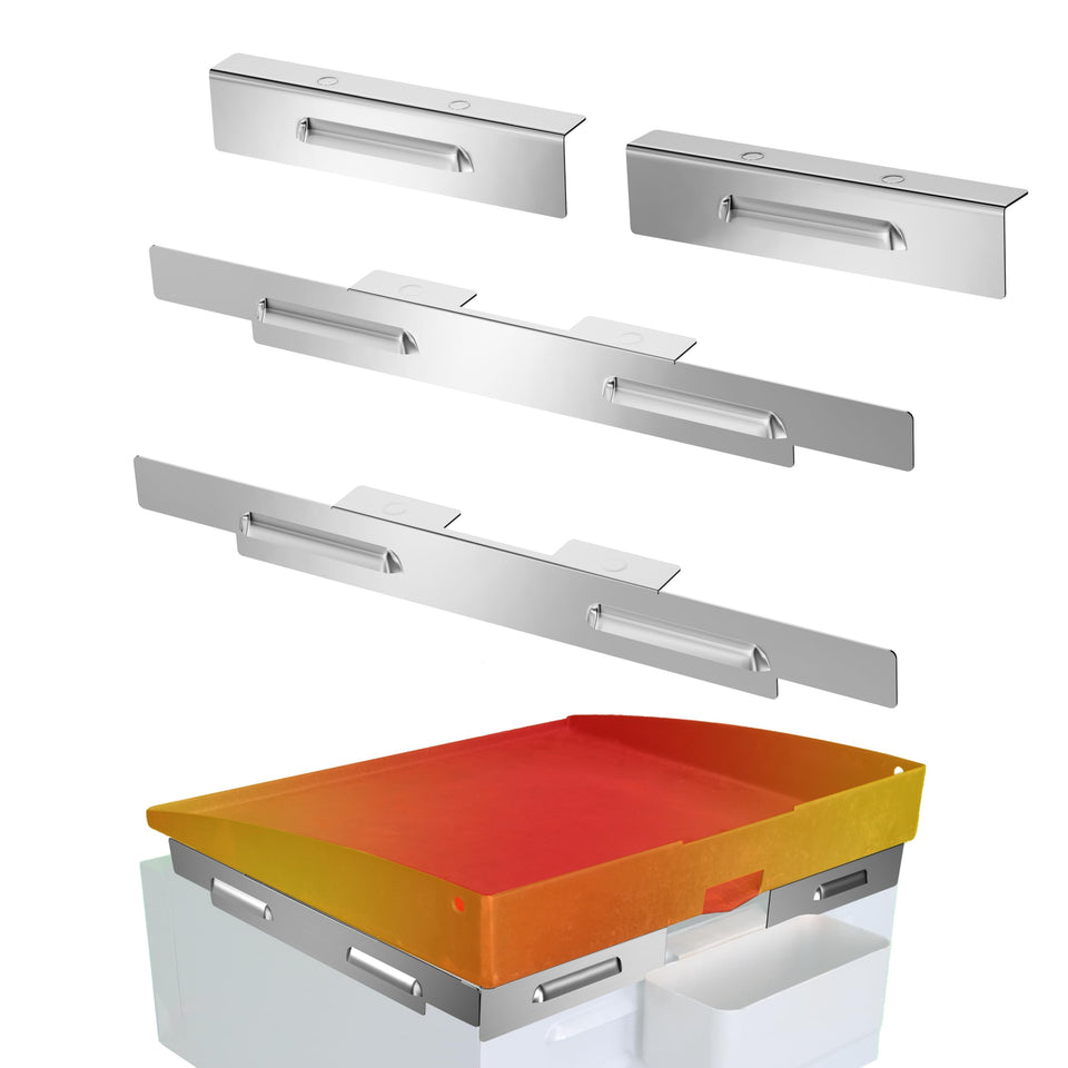Sivsis upgraded wind guard on 17-inch Blackstone griddle, front view helps steady flames.
