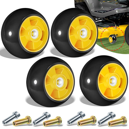 Sixcow AM125172 deck wheel kit improves deck height consistency for John Deere lawn tractors.