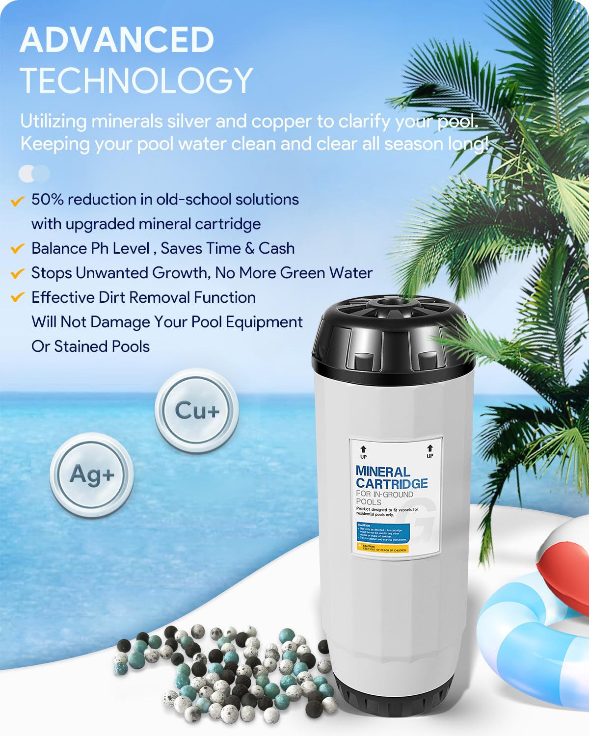 Sixcow ions silver and copper purify pool water naturally.