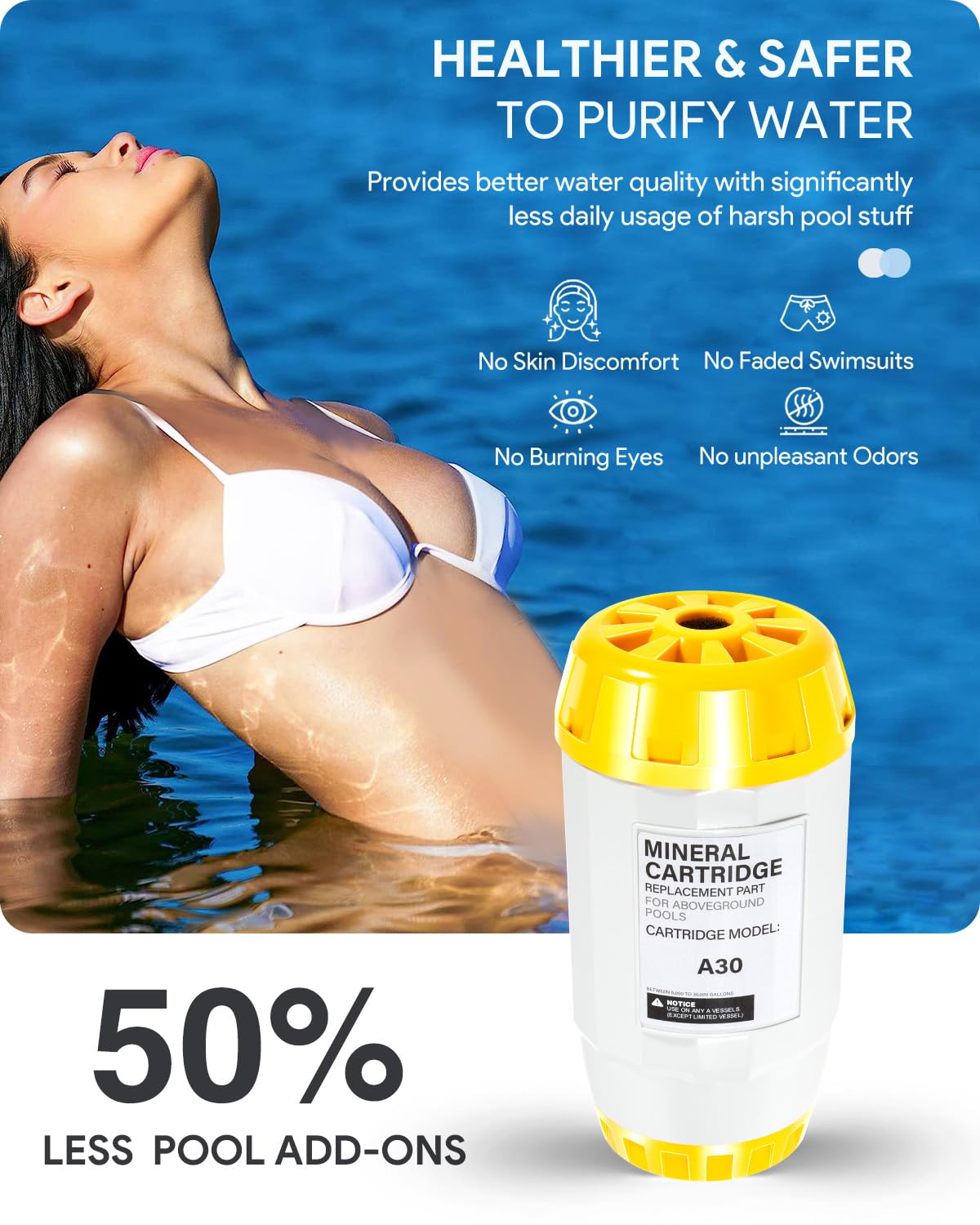 Sixcow pool water clarity surface shows sparkling, balanced water from mineral technology.
