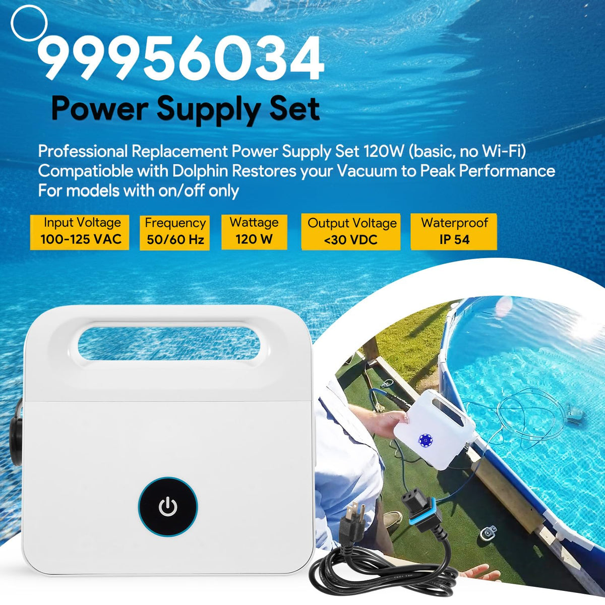 Sixcow power cord connection shows flexible placement up to 50 feet.